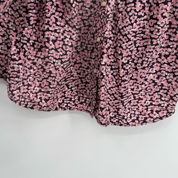 Talbots Woman Long Sleeve Roll Tab Cotton Pink Floral Blouse Size 16w Flip Cuff - Picture 4 of 7
